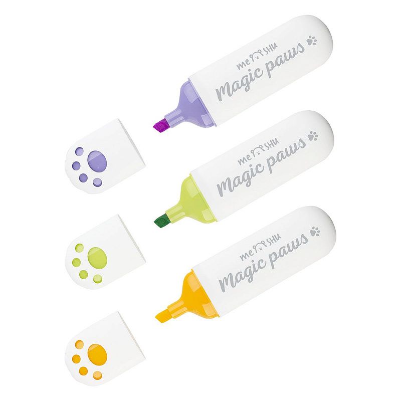 Набор текстовыделителей MESHU "Cute Paws" 06цв., пастельные цвета, 1-5мм, ПВХ бокс с европодвесом 