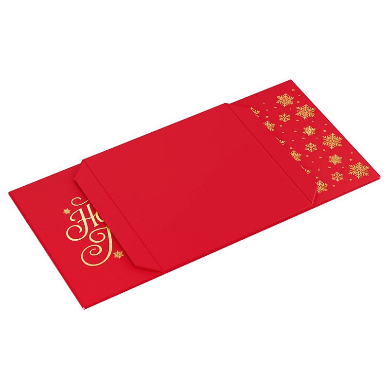 Коробка складная подарочная MESHU "Новогодняя классика", красн, (28*28*28см), с лентой, отд фольгой