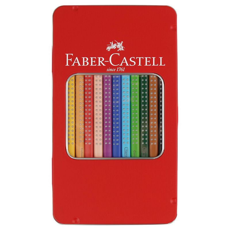 Карандаши цветные Faber-Castell "Grip", 12цв., трехгран., заточен., метал. кор.