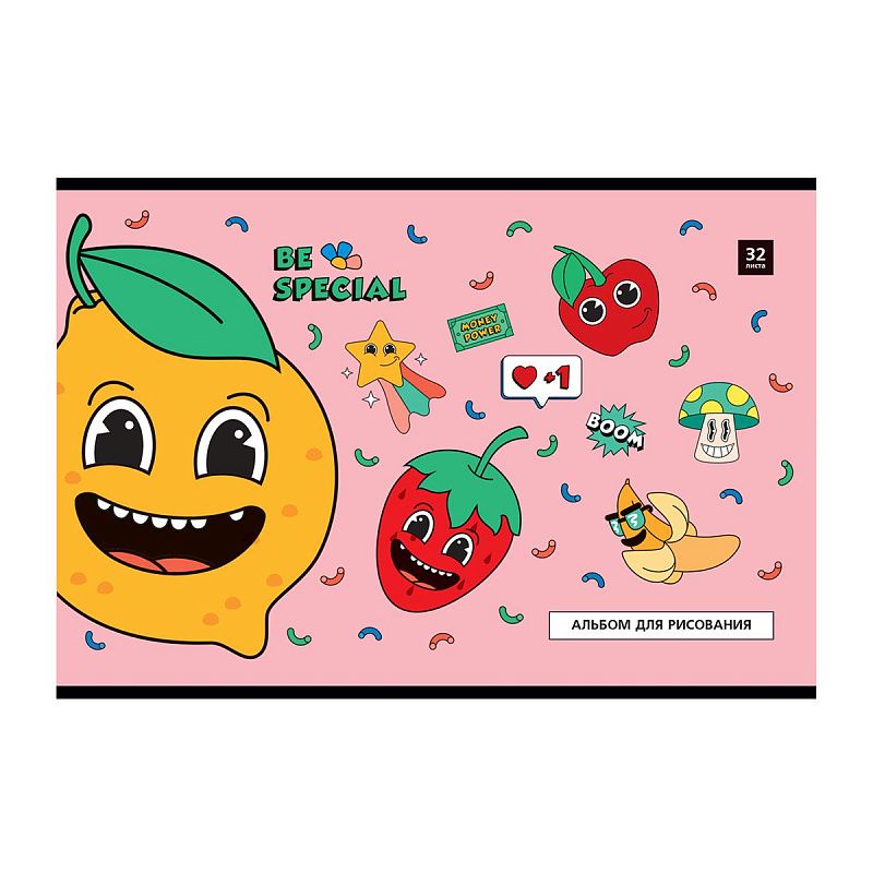 Альбом для рисования 32л., А4, на скрепке BG "Веселые стикеры"