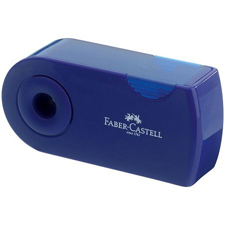 Точилка пластиковая Faber-Castell "Sleeve" 2 отверстия, контейнер, красная/синяя 