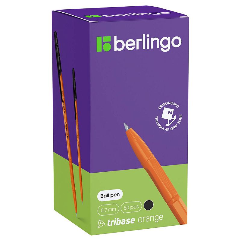Ручка шариковая Berlingo "Tribase Orange" черная, 0,7мм 