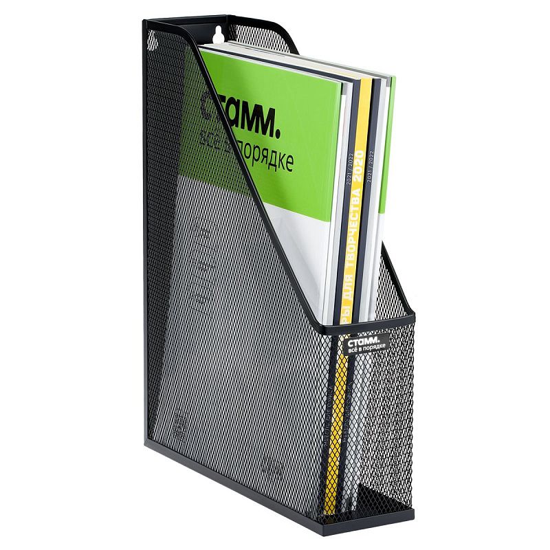 Лоток для бумаг вертикальный СТАММ, металл, черный