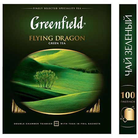 Чай Greenfield "Flying Dragon", зеленый, 100 фольг. пакетиков по 2г