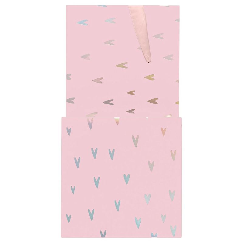 Коробка складная подарочная MESHU "Hearts", (15*15*15см), с лентой, отд.фольгой