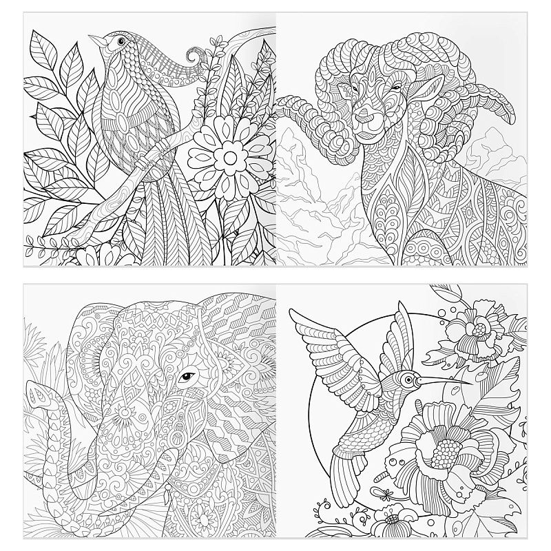 Раскраска для взрослых 228*228 ТРИ СОВЫ "Антистресс-терапия. Животные", 64стр. , склейка