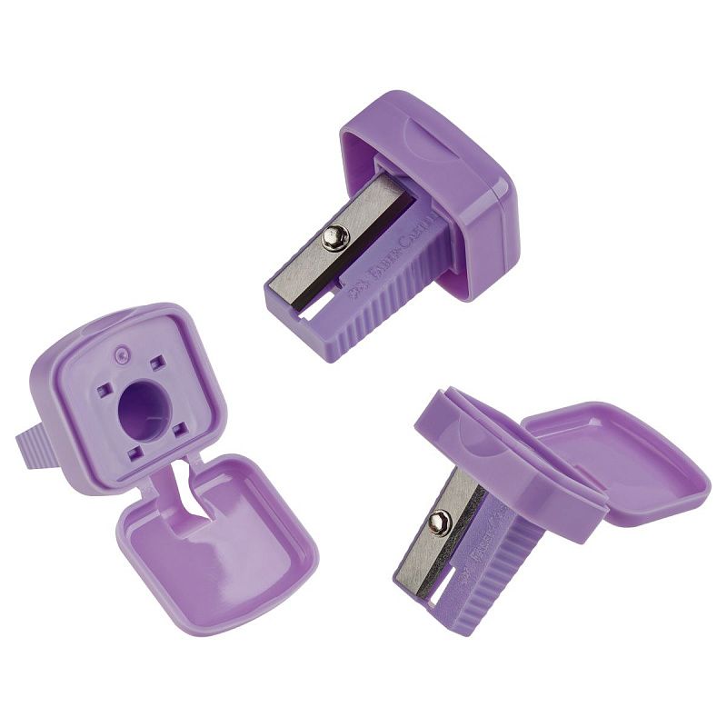 Точилка пластиковая Faber-Castell Mini box,1 отверстие, контейнер, ассорти, пастельные цвета 