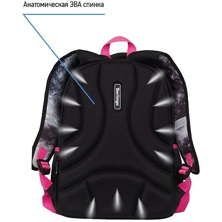 Рюкзак Berlingo Boom "Black-pink style" 38,5*29*12см, 2 отделения, 3 кармана, анатомическая ЭВА спинка 