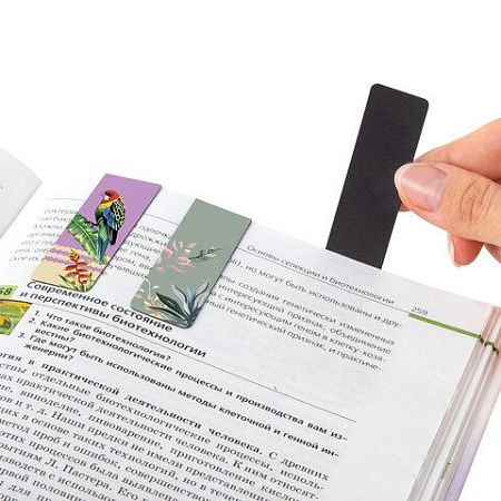 Закладки для книг МАГНИТНЫЕ, "TROPICS", набор 12 шт., 60x20 мм, BRAUBERG, 113172 