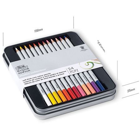 Набор акварельных карандашей Winsor&Newton, 24цв., метал. коробка