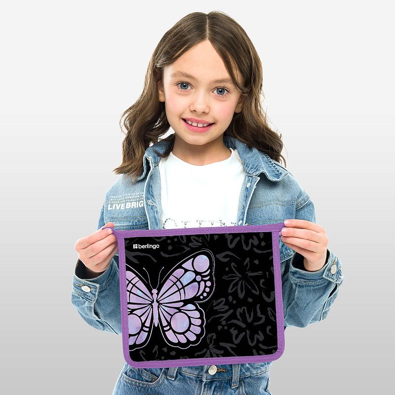 Папка для тетрадей 1 отделение, А5 Berlingo "Butterfly Effect", 240*205*40 мм, пластик, на молнии 