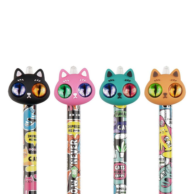 Ручка шариковая автоматическая MESHU "Hypno Cats" синяя, 0,7мм, корпус ассорти 