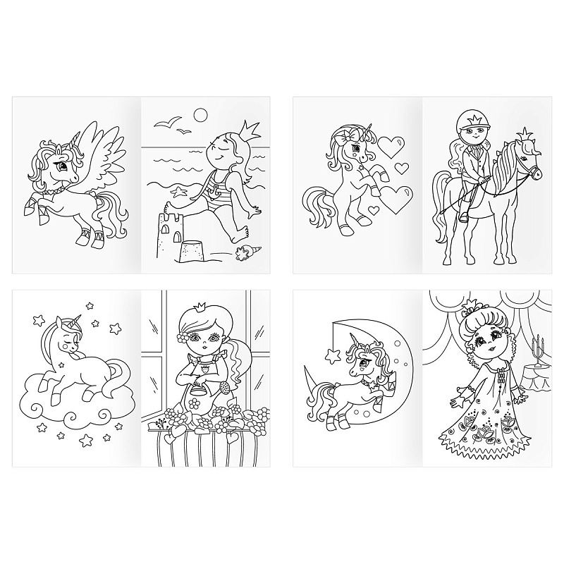 Суперраскраска на склейке А4, 40 стр., ТРИ СОВЫ "Принцесса и ее друзья"