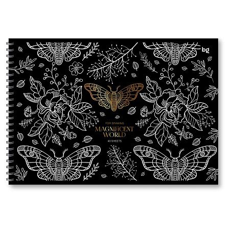 Альбом для рисования 40л., А4, на гребне BG "Magnificent", матовая ламинация, тиснение фольгой