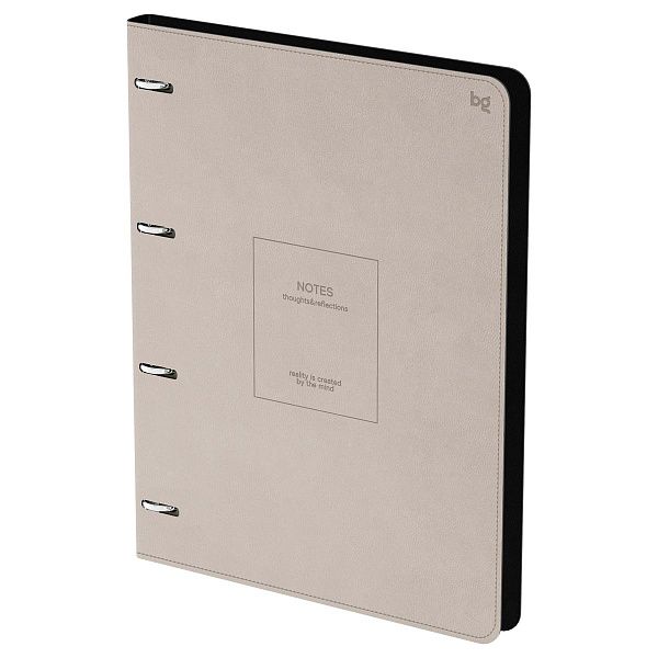 Тетрадь на кольцах А4, 120л., кожзам,  BG "Моно. Бежевый", иск. кожа, тиснение