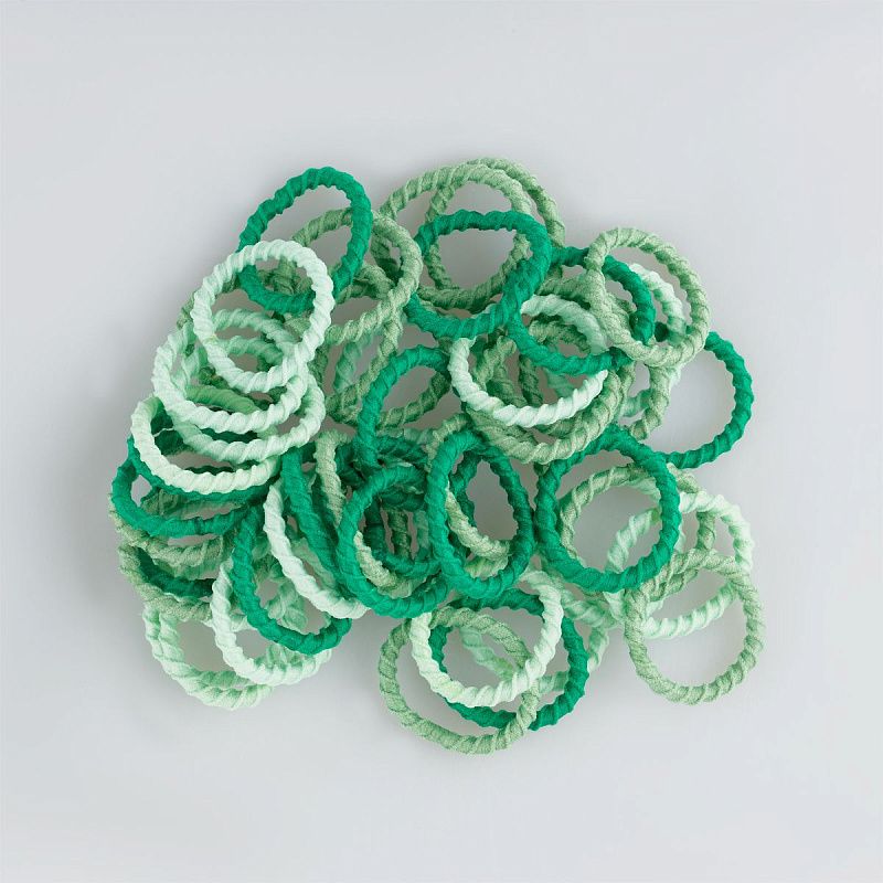 Резинки для волос MESHU, тонкие, зеленые ассорти, диаметр 2см, 90шт., пластиковый бокс