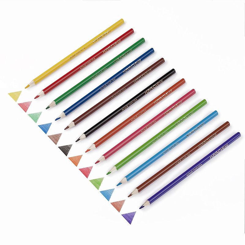 Карандаши цветные Красин "Алые Паруса", 12цв., трехгран., заточен., картон, европодвес