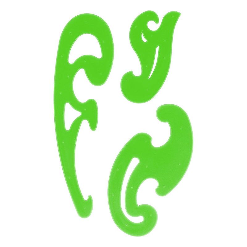 Набор лекал СТАММ, 3шт. (25см, 17см, 12см), пластиковый, прозрачный, неоновые цвета, ассорти, европодвес 