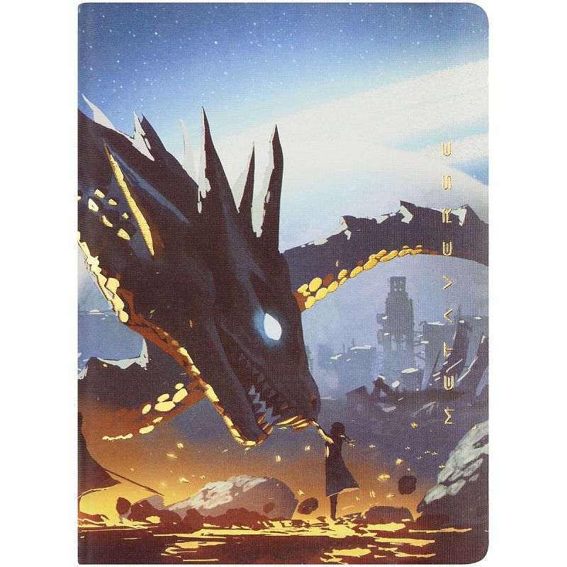 Записная книжка А6 80л. ЛАЙТ, кожзам, Greenwich Line "Touch the dragon", с резинкой, тиснение фольгой, блок в клетку