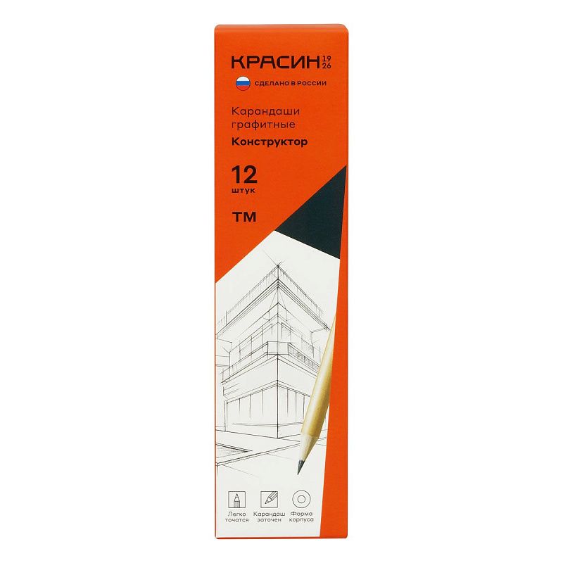 Карандаш ч/г Красин "Конструктор" ТМ (HB) круглый, заточен. 