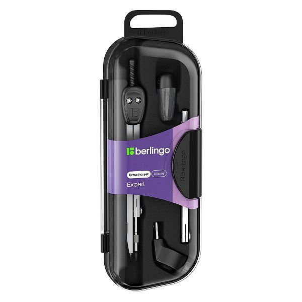 Готовальня Berlingo "Expert", 4 предмета, циркуль 135мм, пластиковый футляр