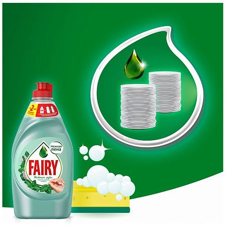 Средство для мытья посуды Fairy "Нежные руки. Чайное дерево и мята", 450мл 