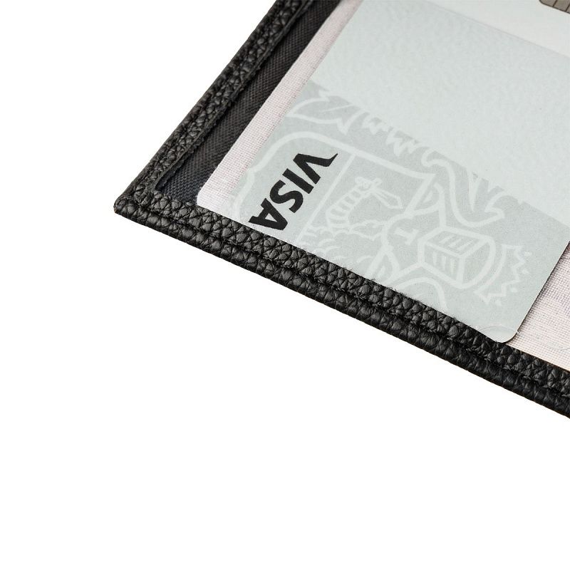 Обложка для паспорта OfficeSpace экокожа, текстура Флоттер, тиснение "PASSPORT", подклад текстиль, черный 