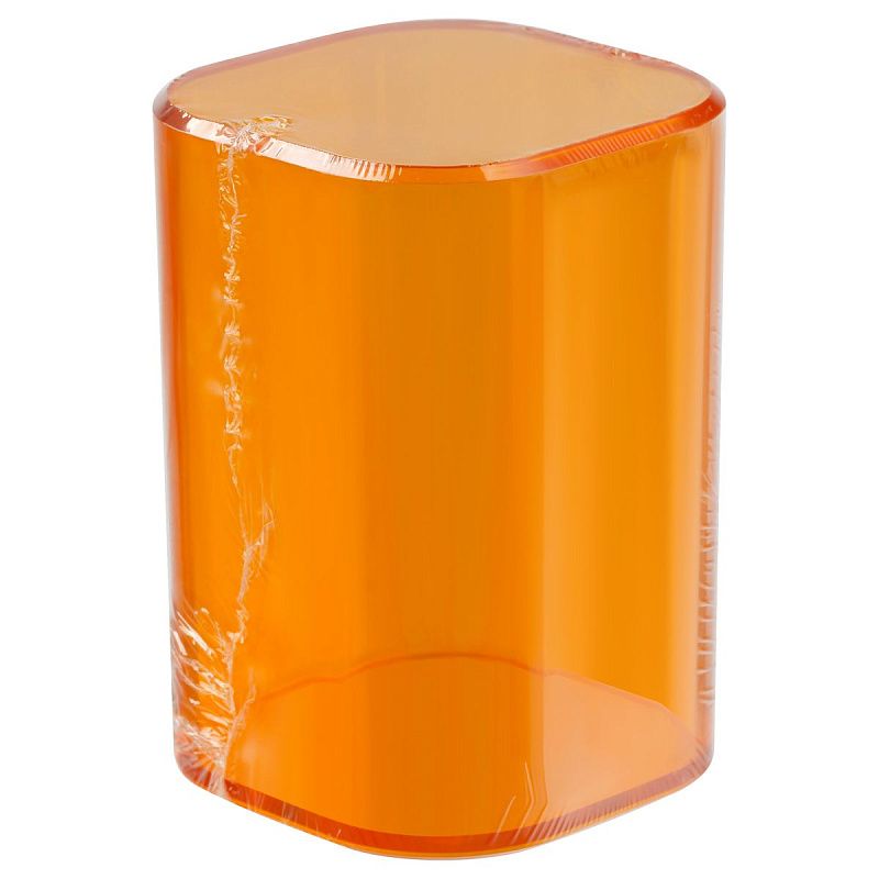 Подставка-стакан СТАММ "Фаворит", пластиковая, квадратная, тонированная оранжевая