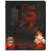 Тетрадь предметная ДАТЫ 48 л., TWIN-лак, АНГЛИЙСКИЙ ЯЗЫК, клетка, подсказ, BRAUBERG, 405124