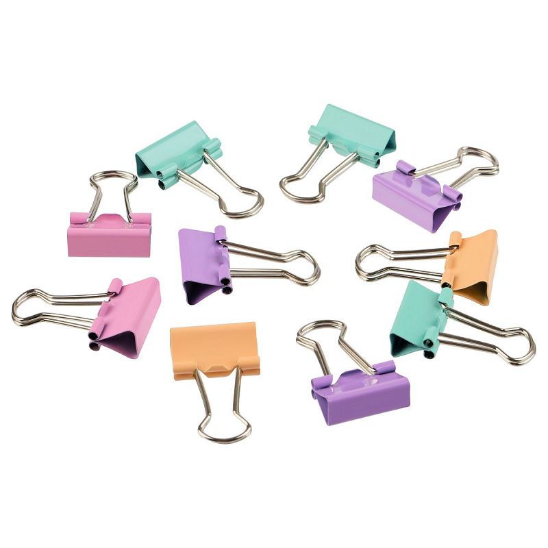 Зажимы для бумаг 19мм, MESHU "Pastel", 10шт., ассорти, пакет с замком зип лок, европодвес