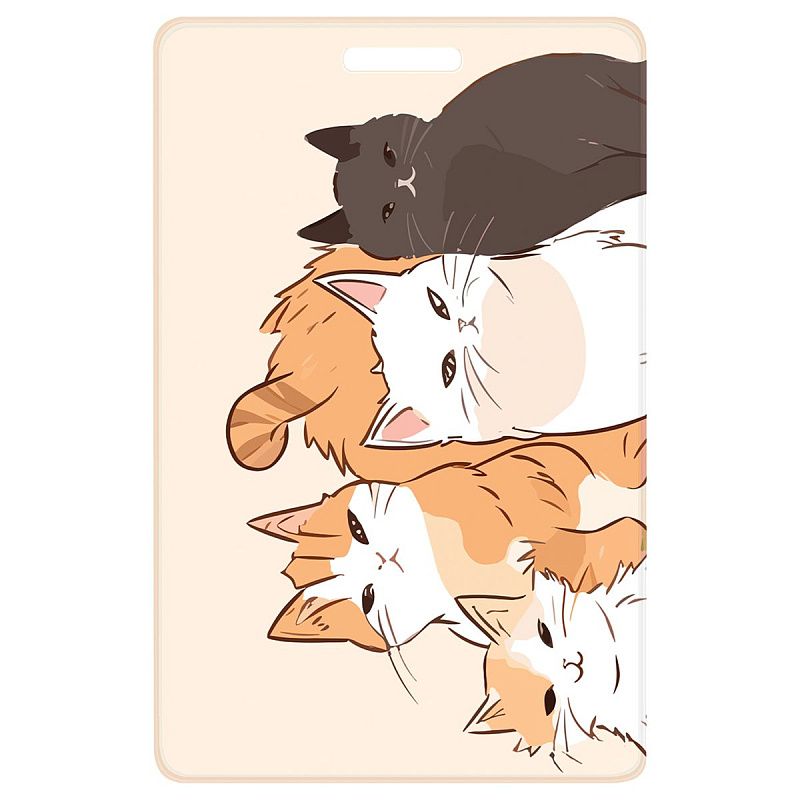 Обложка-карман для карт и пропусков OfficeSpace "Котики", 95*65мм, ПВХ, ассорти 