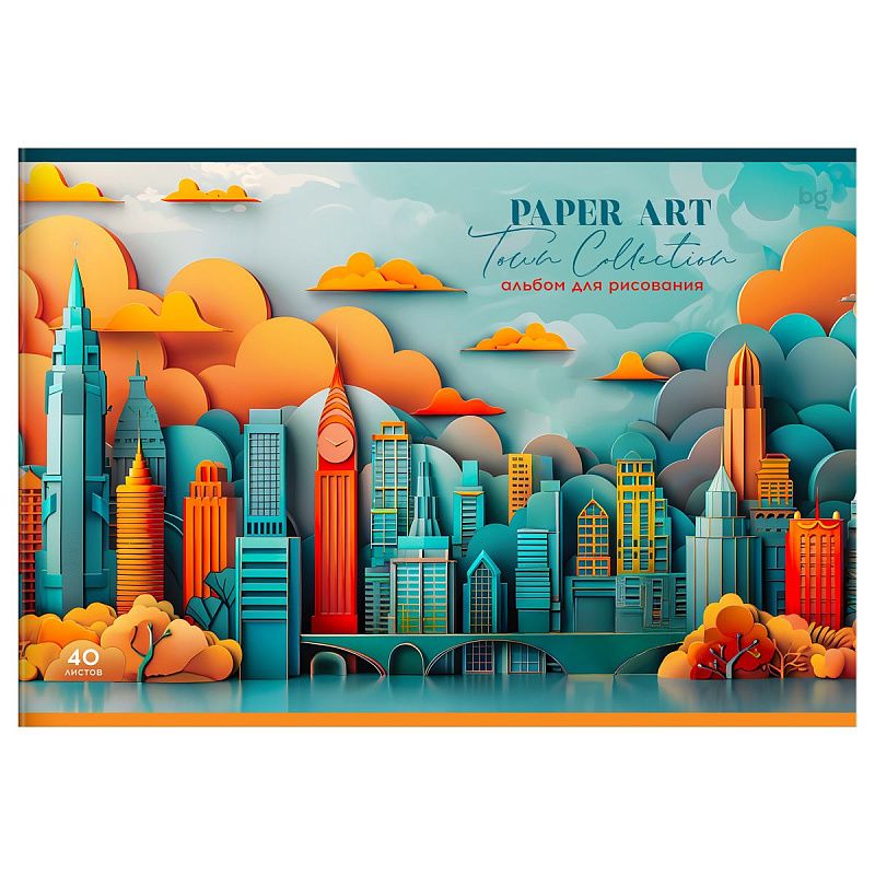 Альбом для рисования 40л., А4, на скрепке BG "Paper art", выб. лак