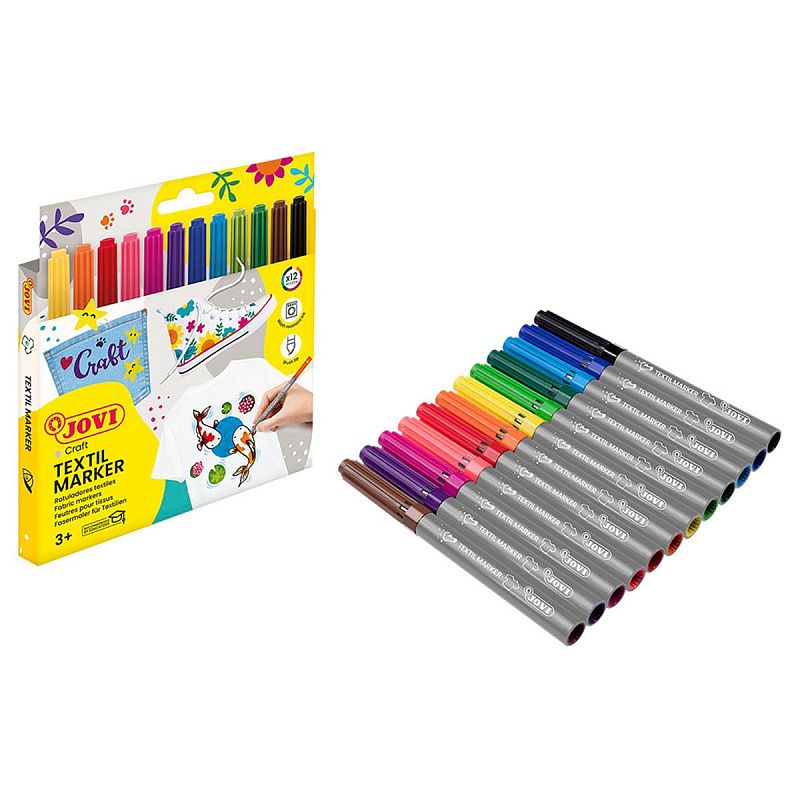 Набор фломастеров для ткани JOVI "Decor textil" 12цв., картон. уп., европодвес 