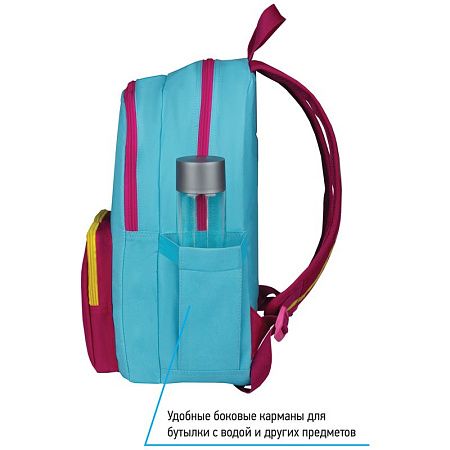 Рюкзак Berlingo Color blocks "Blue fuxia" 39*28*17см, 2 отделения, 4 кармана, уплотненная спинка 