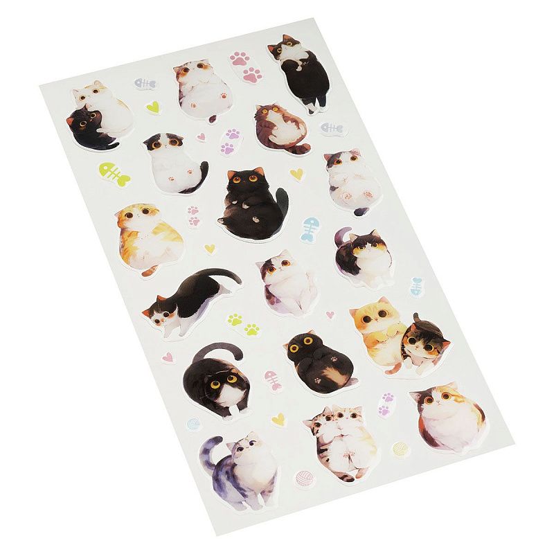 Наклейки гелевые MESHU  "Cute Cat" , 10*23см, инд. уп., европодвес