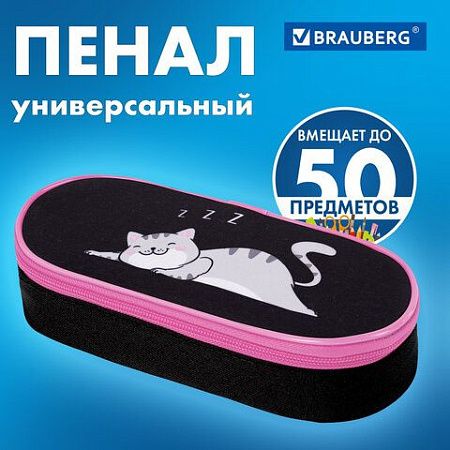 Пенал-футляр BRAUBERG, 1 отделение, органайзер, полиэстер, 22x9х5 см, Don't wake up, 272311 