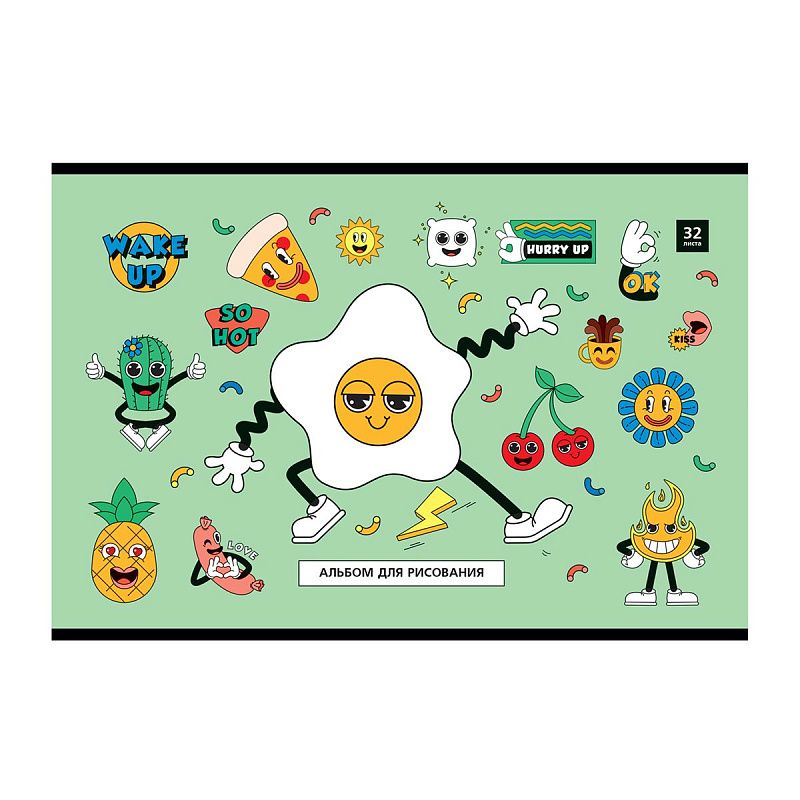 Альбом для рисования 32л., А4, на скрепке BG "Веселые стикеры"