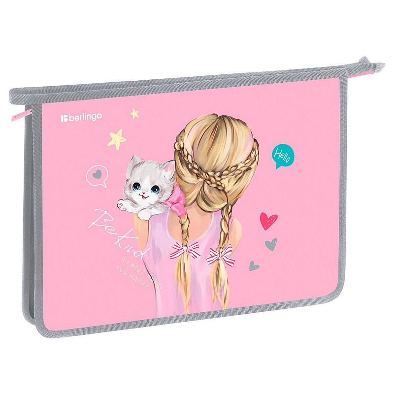 Папка для тетрадей 1 отделение, А4 Berlingo "Be Kind!", 340*245*40 мм, пластик, на молнии