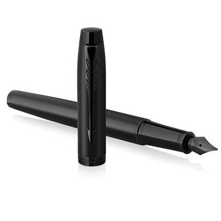Ручка перьевая PARKER "IM Achromatic Black BT", черный матовый, нержавеющая сталь, синяя, 2127741 