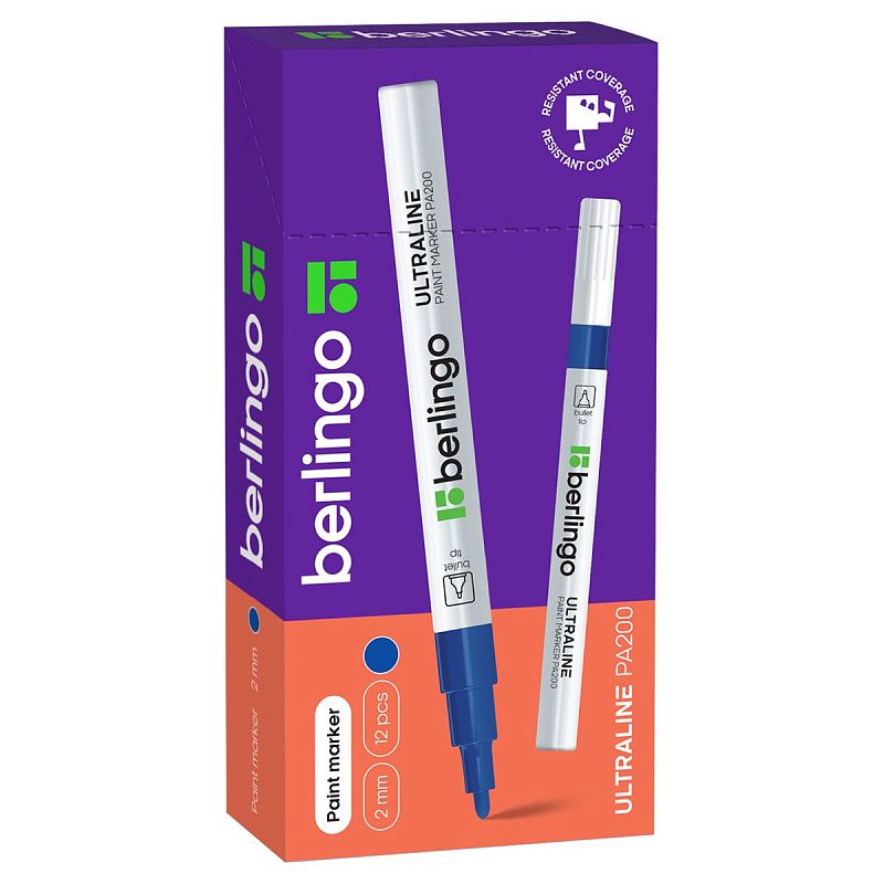 Маркер-краска Berlingo "Uniline PA200" синяя, 2мм, нитро-основа 