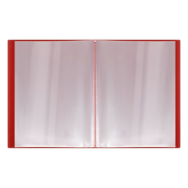 Папка с 60 вкладышами СТАММ "Кристалл" А4, 21мм, 700мкм, пластик, красная 