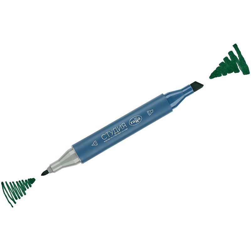 Маркер двусторонний для скетчинга Гамма "Студия", зеленый травяной, корпус трехгранный, пулевид./клиновид. наконечники