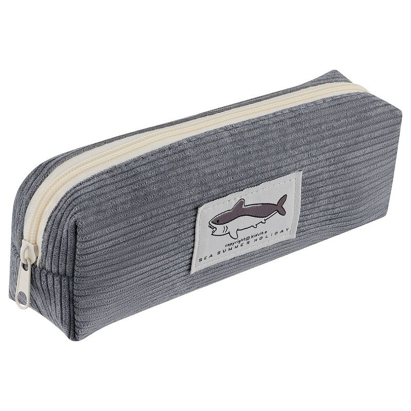 Пенал, 200*70*50 ArtSpace "Corduroy", серый вельвет, подкладка