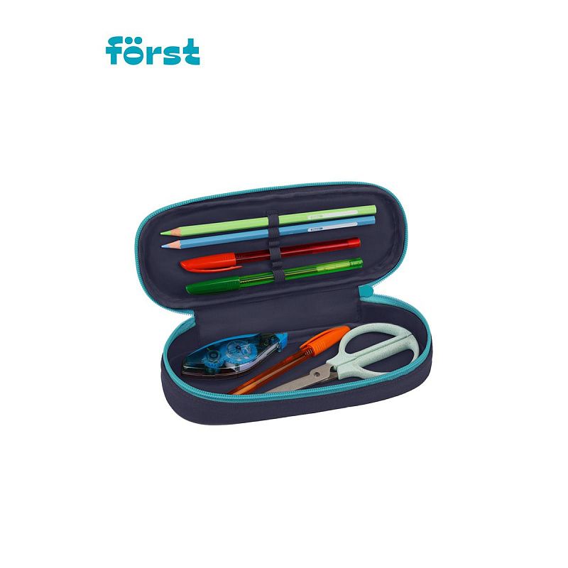 Пенал корпусный 1 отделение, 220*90*45 Först "Blue hedgehog", полиэстер 