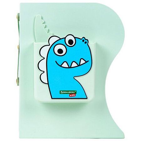 Подставка-держатель для книг и учебников BRAUBERG KIDS "Dino", с органайзером, раздвижная, металлическая, 238067 