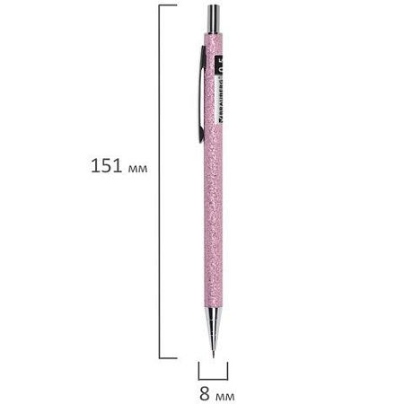 Карандаш механический 0,5 мм + грифели HB 12 штук на блистере, BRAUBERG "ROSE PINK", 181971 