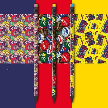 Карандаш чернографитный BRAUBERG "POP-ART", 1 шт., HB, с ластиком, корпус ассорти, 181754 