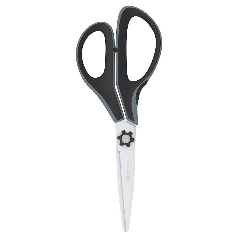 Ножницы Berlingo "Easycut 350", 13см, серые, эргономичные ручки, мягкие вставки, европодвес