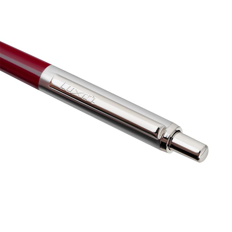 Ручка шариковая Luxor "Star" синяя, 0,7 мм, корпус бордовый/хром, кнопочный механизм, футляр 