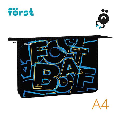 Папка для тетрадей 1 отделение, А4 Först "Football", 340*245*40мм, пластик, на молнии 